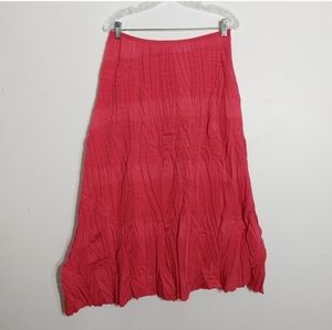 Lëiko Made in France Pink Crinkle Finish Asymmetric Midi Skirt Women's Size 12